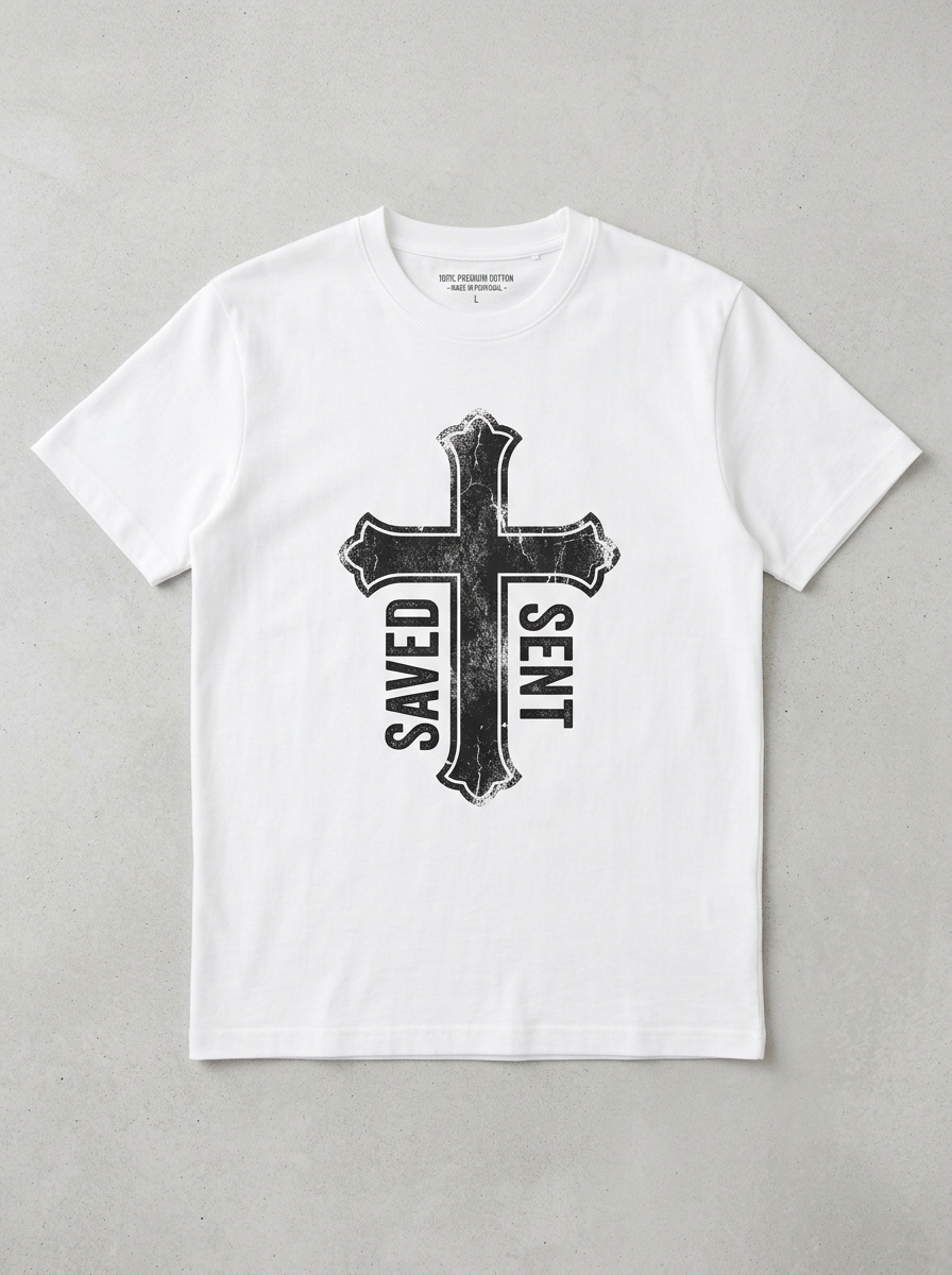 Saved & Sent Classic Cross Tee - Crisp White